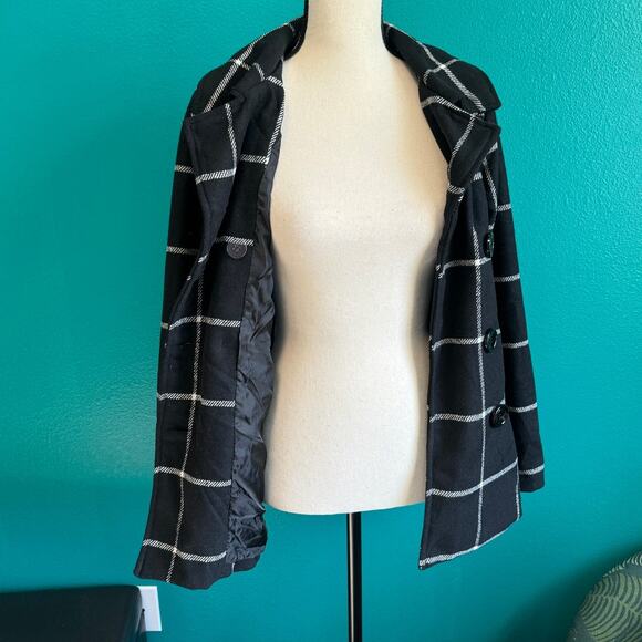 Me Jane Wool Blend Black Check Coat Jacket Women's XS NWT - Picture 7 of 8